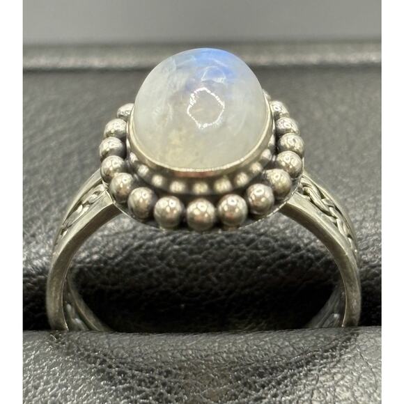 New Condition Sterling Silver Moonstone Ring Braid Size 7 - Picture 1 of 11